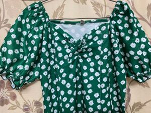 Green polka dot dress