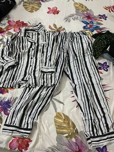 Clovia Striped Pajama Set