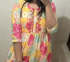 Floral Print Anarkali Kurti