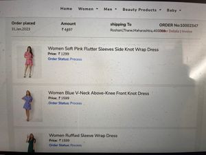 Blue V neck Front Knot Dress