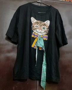 Black T-shirt Cat 🐱 Design For 38 Bust