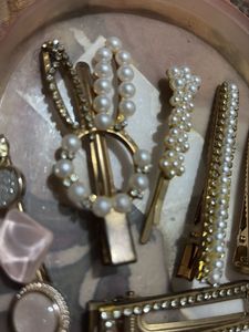 Pearl &amp; Rhinestone Hair Clip Set