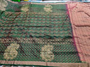 Green And Maroon Pure Silk Saree