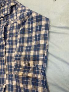 Blue &amp; White Plaid Shirt(shrug Jacket Free)