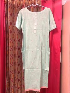 Light Blue Kurta Set With Printed Floral Dupatta