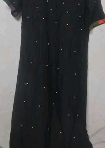 Black Embellished White Pearl Anaarkali 🖤