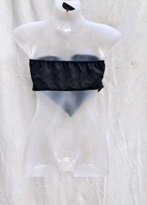 46259. Black Tie-Up Crop Top