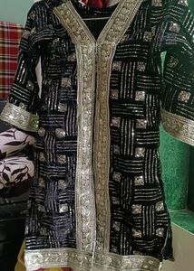 Black & Silver Embellished Kurti