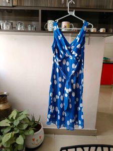 Blue Polka Dot Wrap Dress