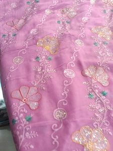 Embroidered Lavender Saree