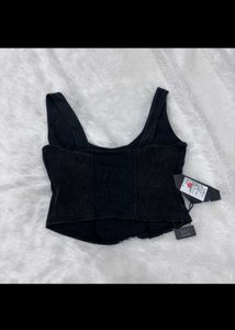 Black Corset Style Crop Top