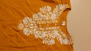 Embroidered Mustard Top