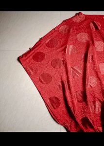 Red Dotted Bat Sleeve Blouse