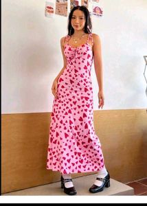 Pink Heart Print Dress
