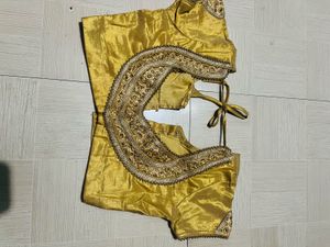 Golden Back-Tie Silk Blouse