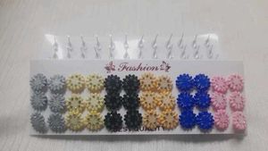 Colorful Flower Stud Earring Set