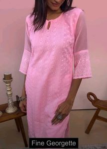 Pink Embroidered Kurta