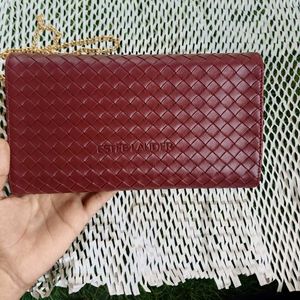 Estee lauder Burgundy Woven Chain Crossbody Bag