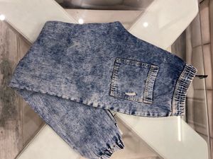 Distressed Denim Joggers