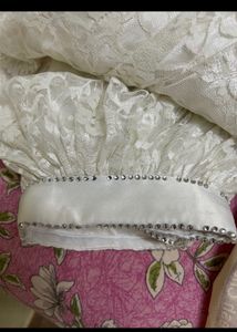 White Lehenga limegreen blouse Without Dupatta