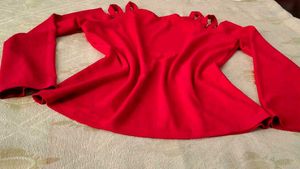 Red Cut-Out Sleeve Top With A Strepless Bra