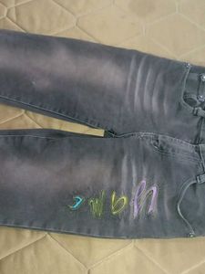 Distressed Black Wash Flare Jeans