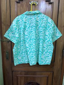 Green Patterned Boxy Shirt