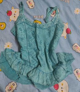 Seagreen Ethereal Mermaidcore Asymmetrical Top