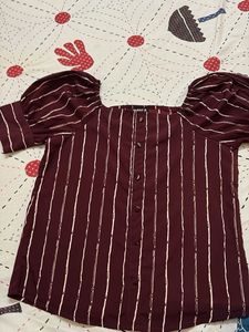 Striped Puff Sleeve Top