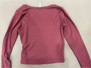 CORAL Pink Colour Full Sleeve Crop Top , Boat Neck