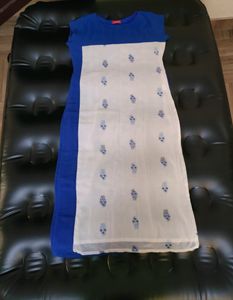 ldeal For Holi Ives White Blue Kurta With Lining S