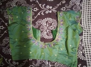 Green Colour Pure Kanchipattu Half saree