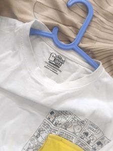 Size-S) The Souled Store White Oversized Tshirt