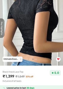NEWME BLACK VNECK LACE TOP