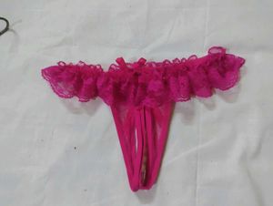 Pink Ruffle Thong with Pearls
