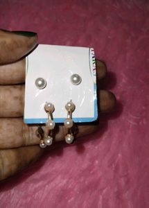 Pearl Earrings Set - 2 Pairs