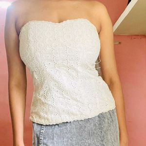 Womens Party White Crop Top