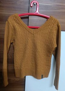Mustard V-Neck Knit Sweater