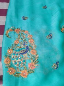 Beautiful  Sea Green Georgette Saree