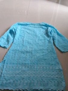 Light Blue Embroidered Kurti