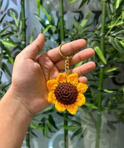 Sunflower Crochet Keychain