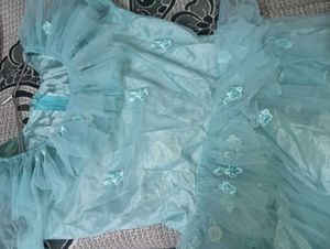 Cute cyan Girls Dress and gown