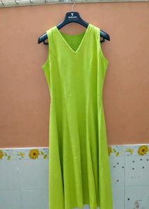 AND Lime Green Fit &amp; Flare Dress