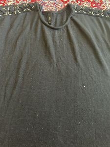 Black Lace-Up Shoulder T-Shirt