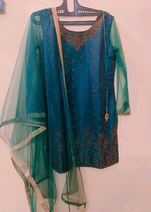 Teal sharara set