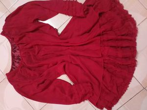 Elegant Red Chiffon Top