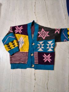 Colorful Patchwork Knit Cardigan