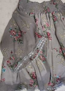 Grey Floral Top