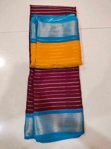 Striped Color Block Saree