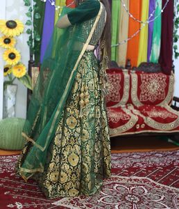 Banarsi Lehenga With Velvet Mirror Work Blouse